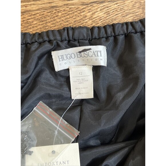 VTG Hugo Buscati Womens Black 100% Silk Beaded Halter Top Size 12 Holiday Y2K - Picture 7 of 10